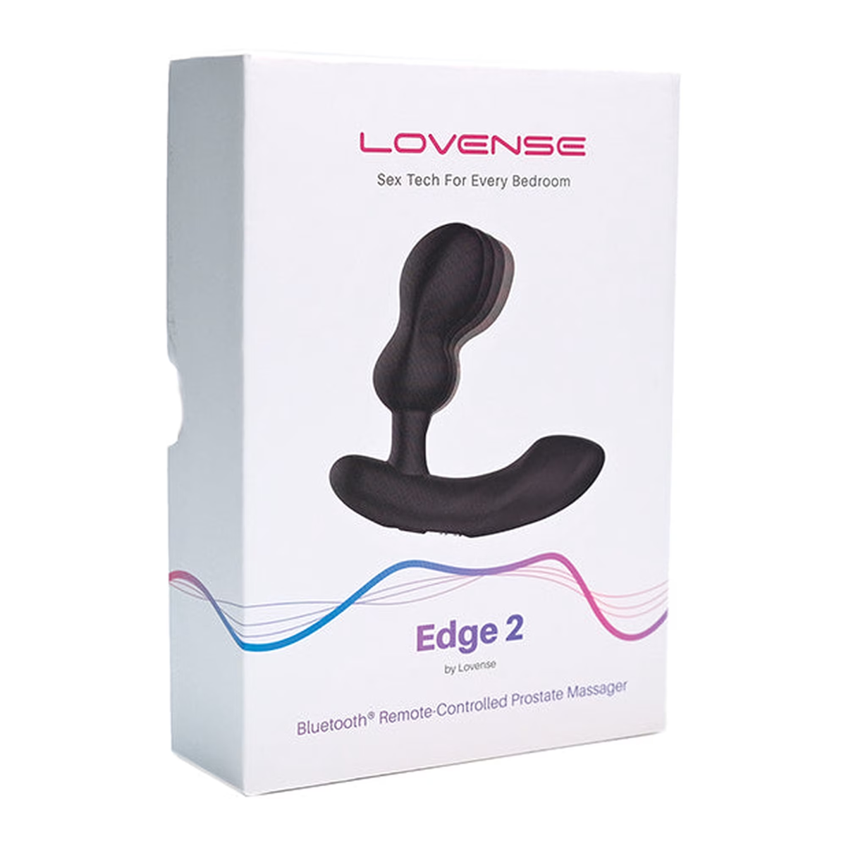 Retail box packaging view for the Lovense Edge 2 Bluetooth Remote-Controlled Prostate Massager. Main image