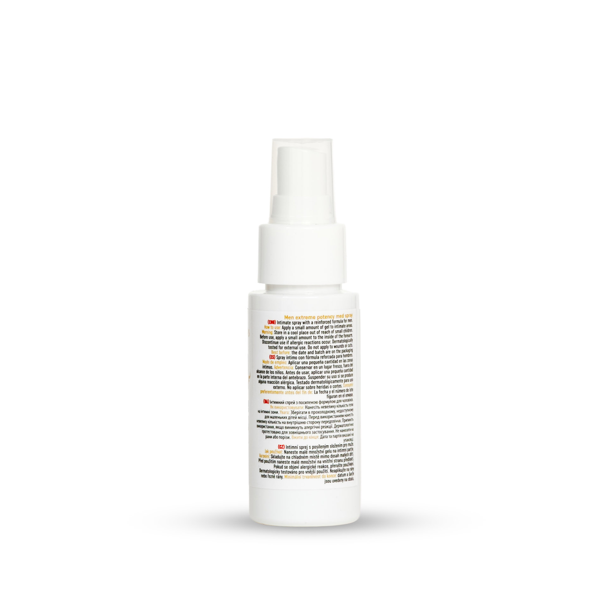 A white plastic spray bottle with a white pump dispenser, shown from the back against a plain white background.