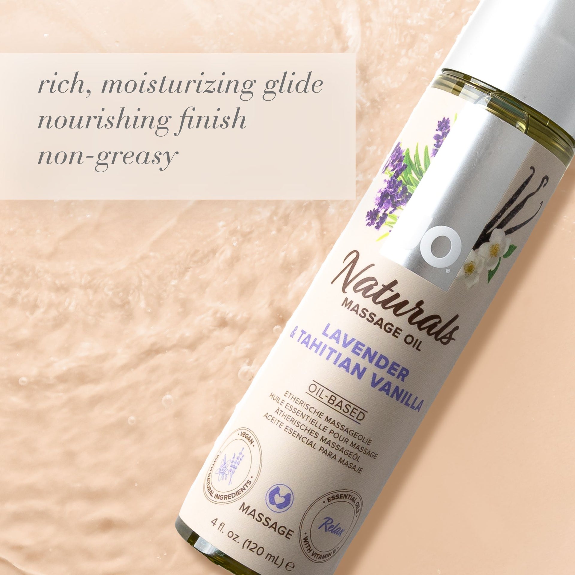 JO Naturals Massage Oil Lavender & Tahitian Vanilla 4 fl oz Secondary image