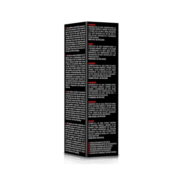 An image of the back of the Spanish Fly Red Hot box, showing the ingredients list and directions in multiple languages.