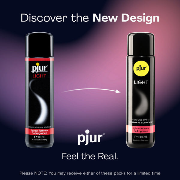 Two Pjur Light lubricant bottles, showing a design update.