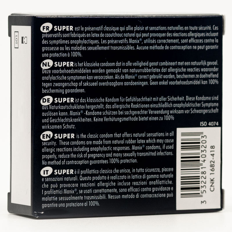 Mates Super Easy-fit Condoms Box 4 Back| WorldCondoms